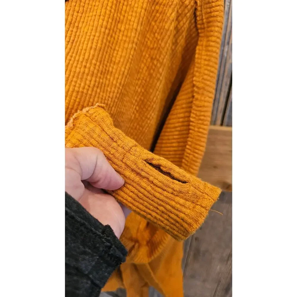 Free people S slouchy raglan oversized cowl neck sweater top EUC fall orange